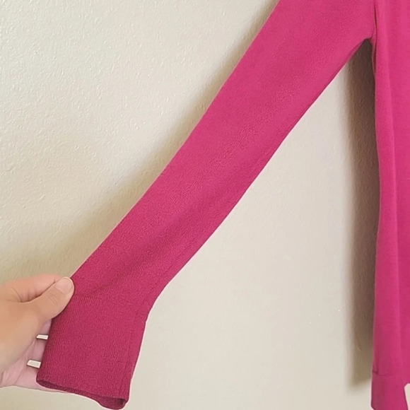 Lafayette 148 Pink Ruffle Open Front Longline Cardigan - Size Small - Picture 3 of 7